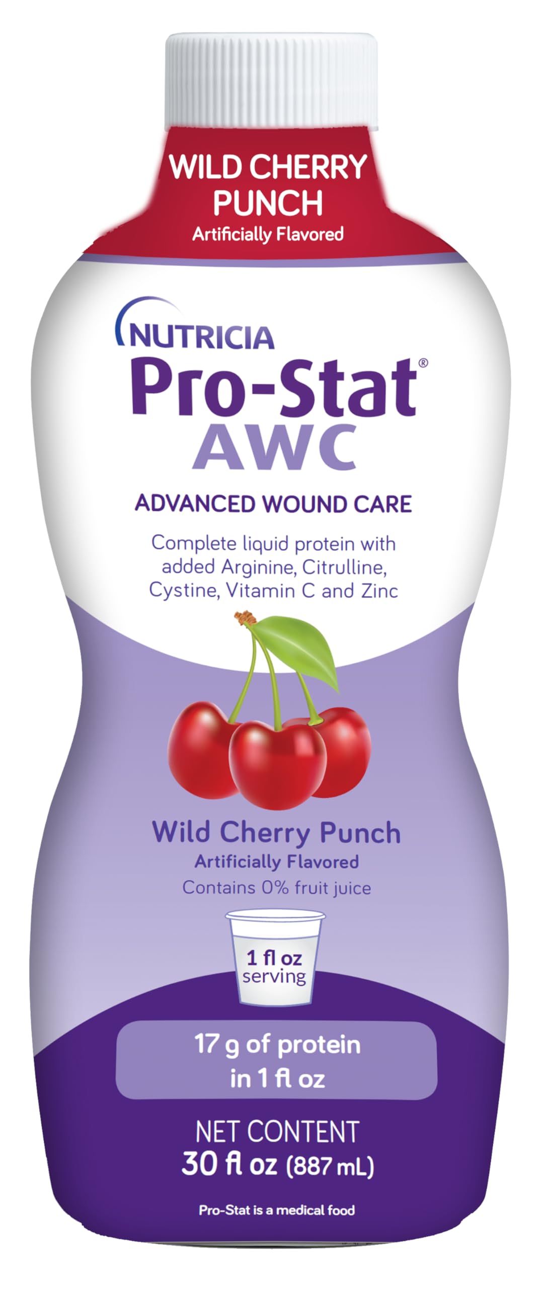 Pro-Stat AWC bottle with Wild Cherry Punch, ready for wound care support