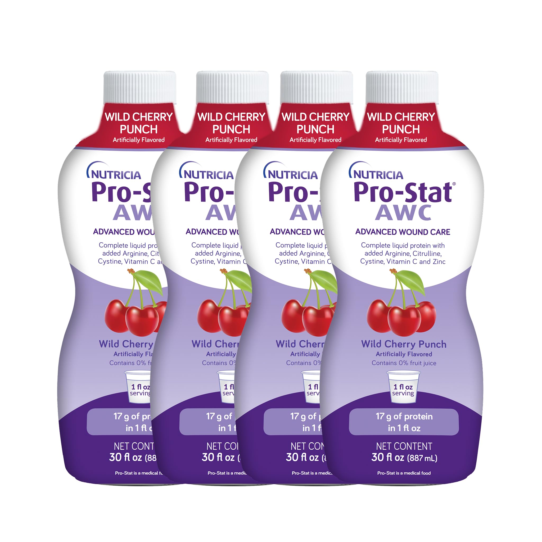 Pro-Stat AWC Wild Cherry bottle ready-to-drink protein support for wound care.