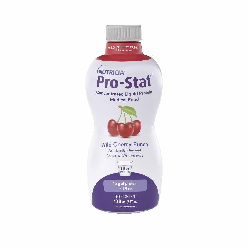 Pro-Stat Concentrated Liquid Protein Wild Cherry Punch bottle pouring for easy nutrition