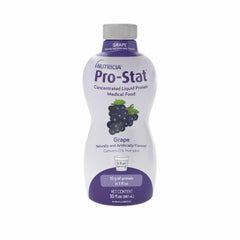 Pro-Stat grape bottle front shows flavor and high-protein ready-to-drink convenience.