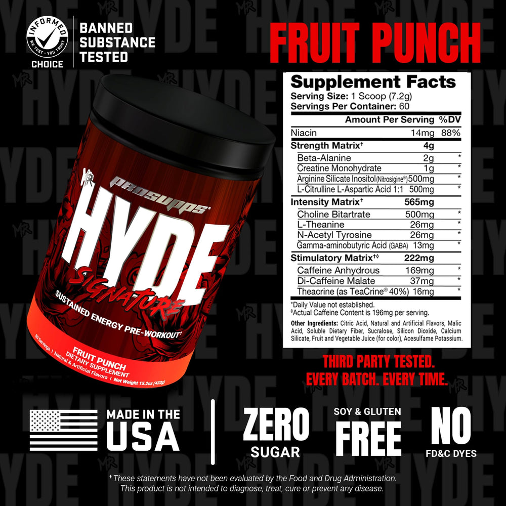 Fruit Punch HYDE Signature bottle with seal of quality