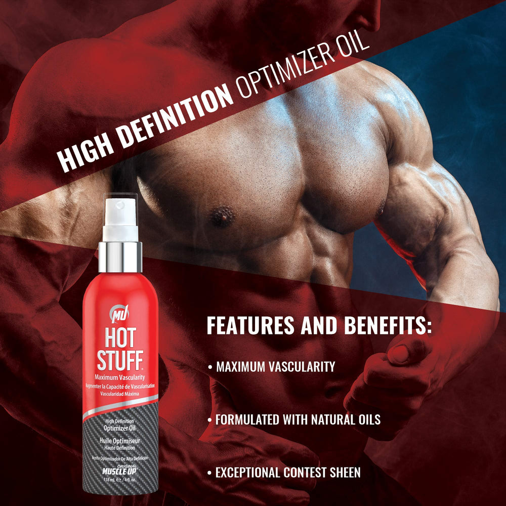 Pro Tan Hot Stuff used during backstage posing to enhance vascular look.