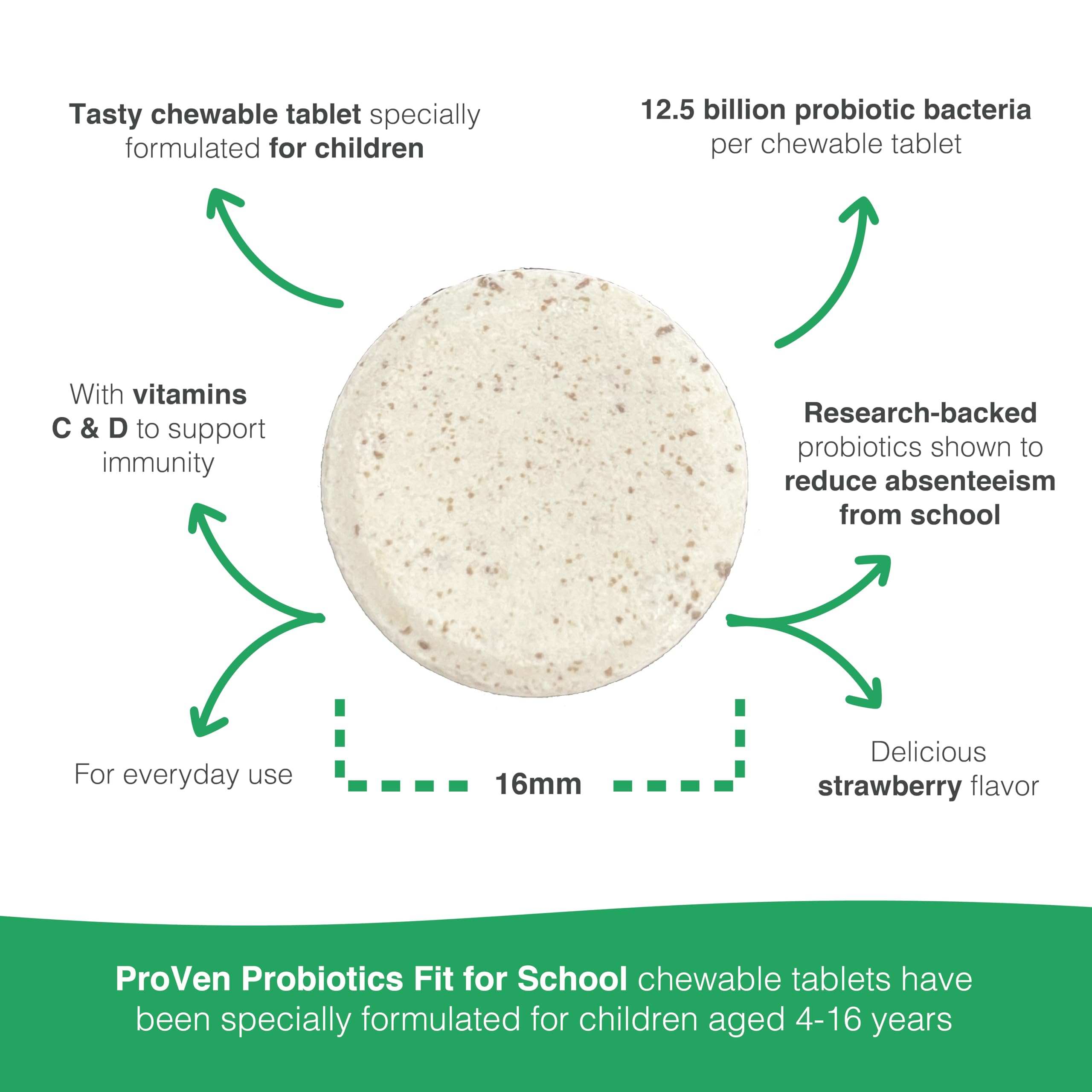 Strawberry flavor close-up highlighting kid-friendly chewable for daily use.