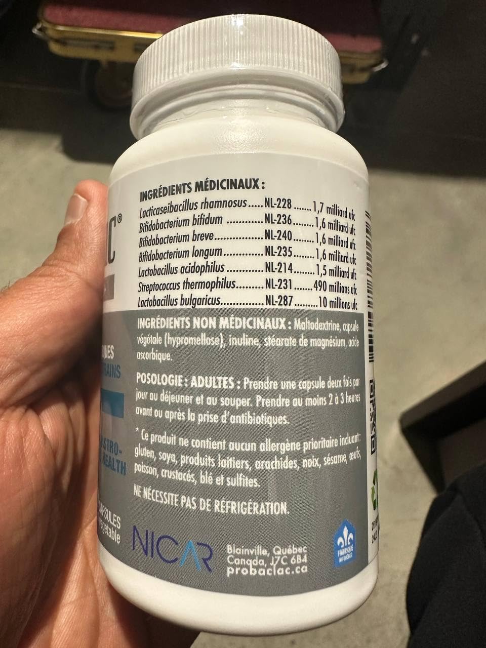 Probaclac no milk protein claim on label for dairy sensitivity.