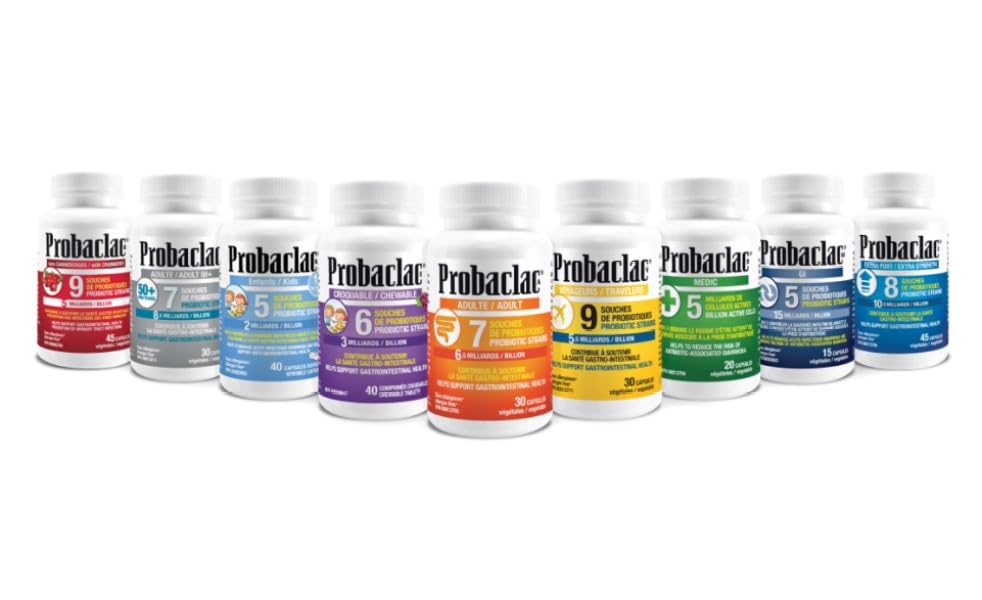 Probaclac packaging display at store emphasizing allergen-free, shelf-stable benefits