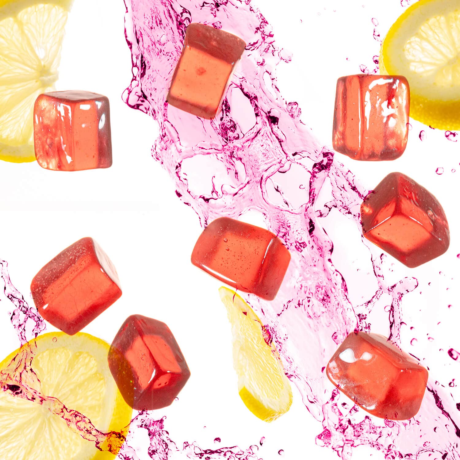 Probar Bolt Pink Lemonade chews close-up, organic ingredients visible