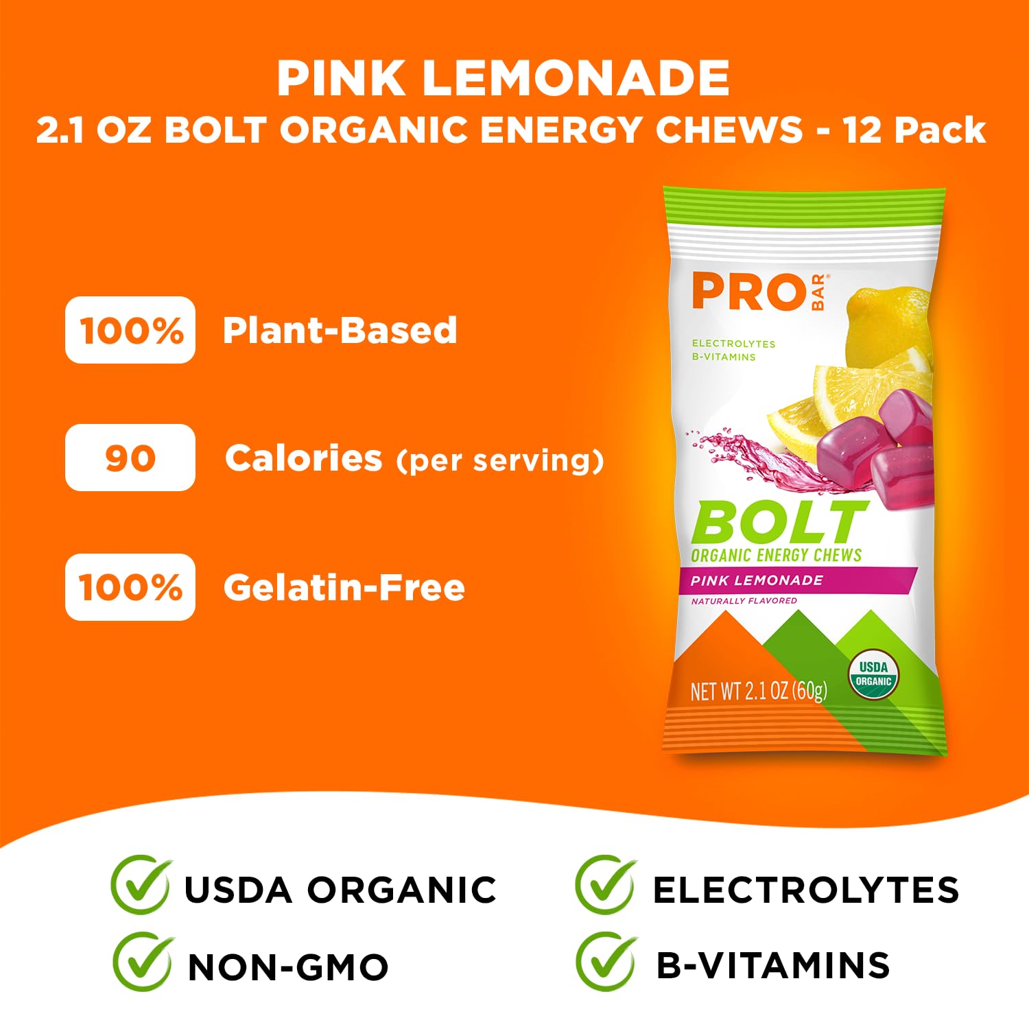 Probar Bolt chews with B vitamins and electrolytes for quick energy