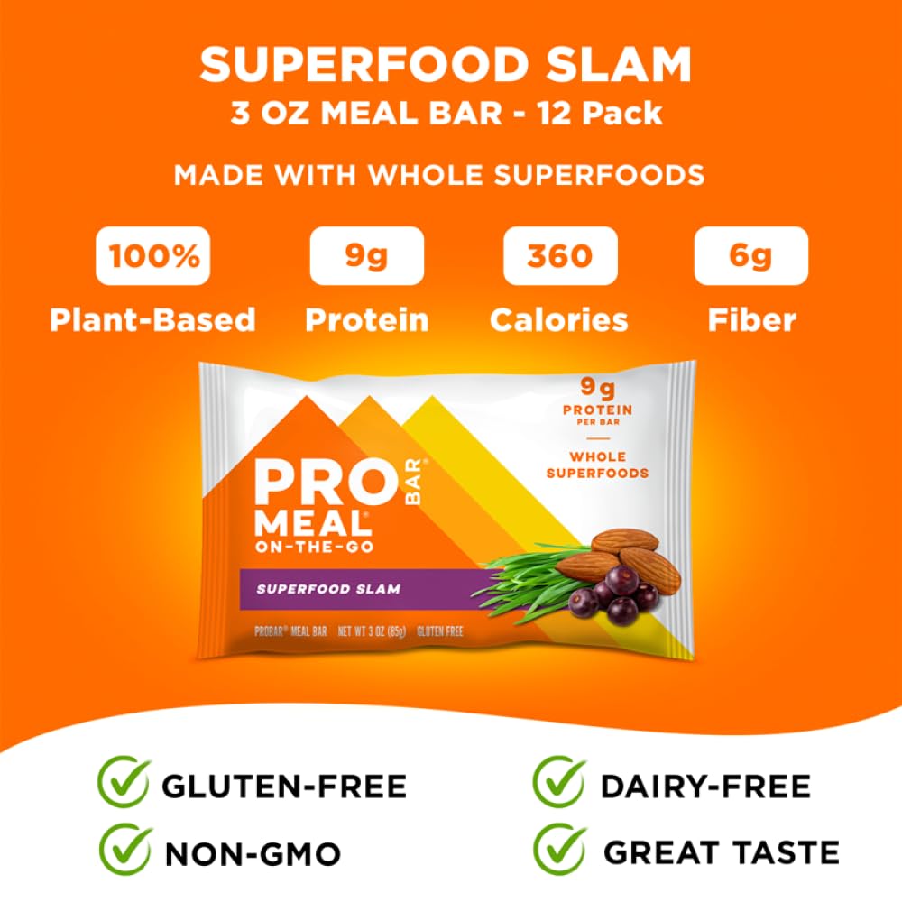 PROBAR Meal Bar Superfood Slam with oats nuts seeds for steady plant-based fuel