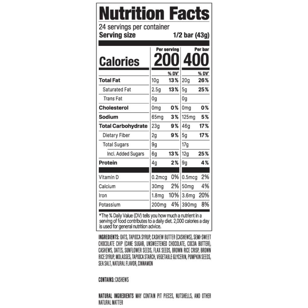Probar oatmeal-chocolate-chip-bar: pairs with coffee or smoothies for a fuller snack