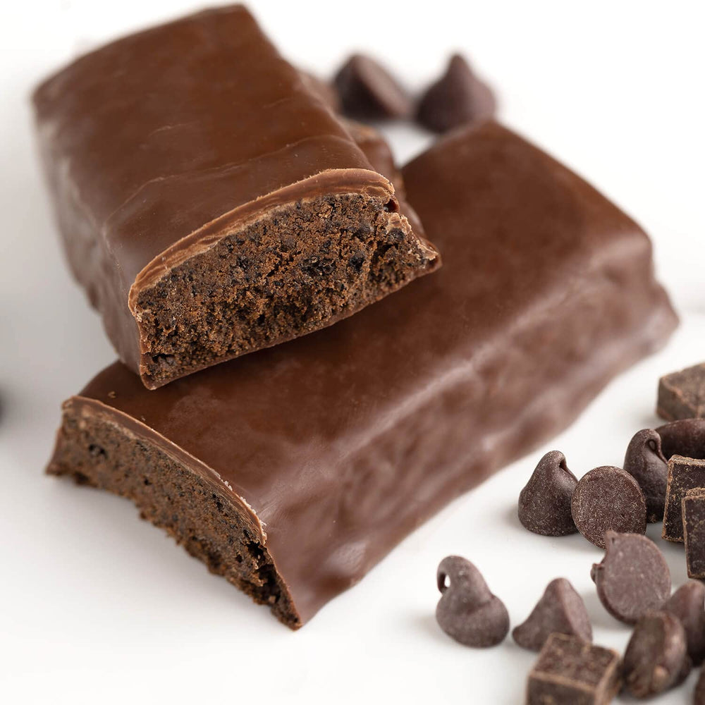 PROBAR Chocolate Brownie bar texture close-up, plant-based energy.