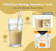 Probase Nutrition pumpkin seed protein powder scoop, shows convenient serving for quick protein boosts.