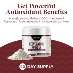 Scoop of Probase Nutrition Trans Resveratrol for easy daily dosing.