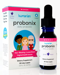 Probonix Humarian liquid probiotics bottle for women supports gut balance.