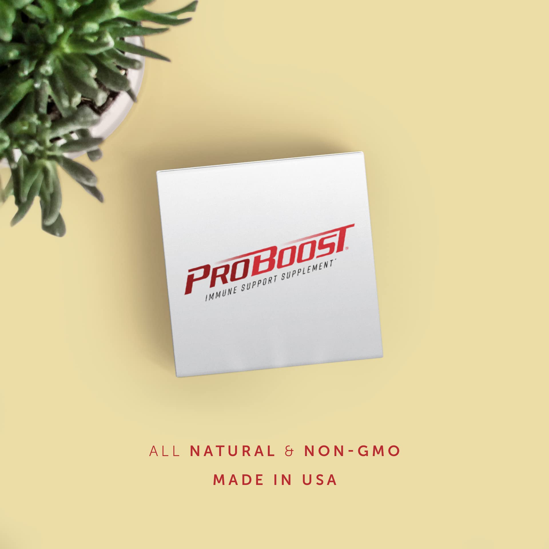 Hands using ProBoost Thymic Protein A packets as part of a daily routine.