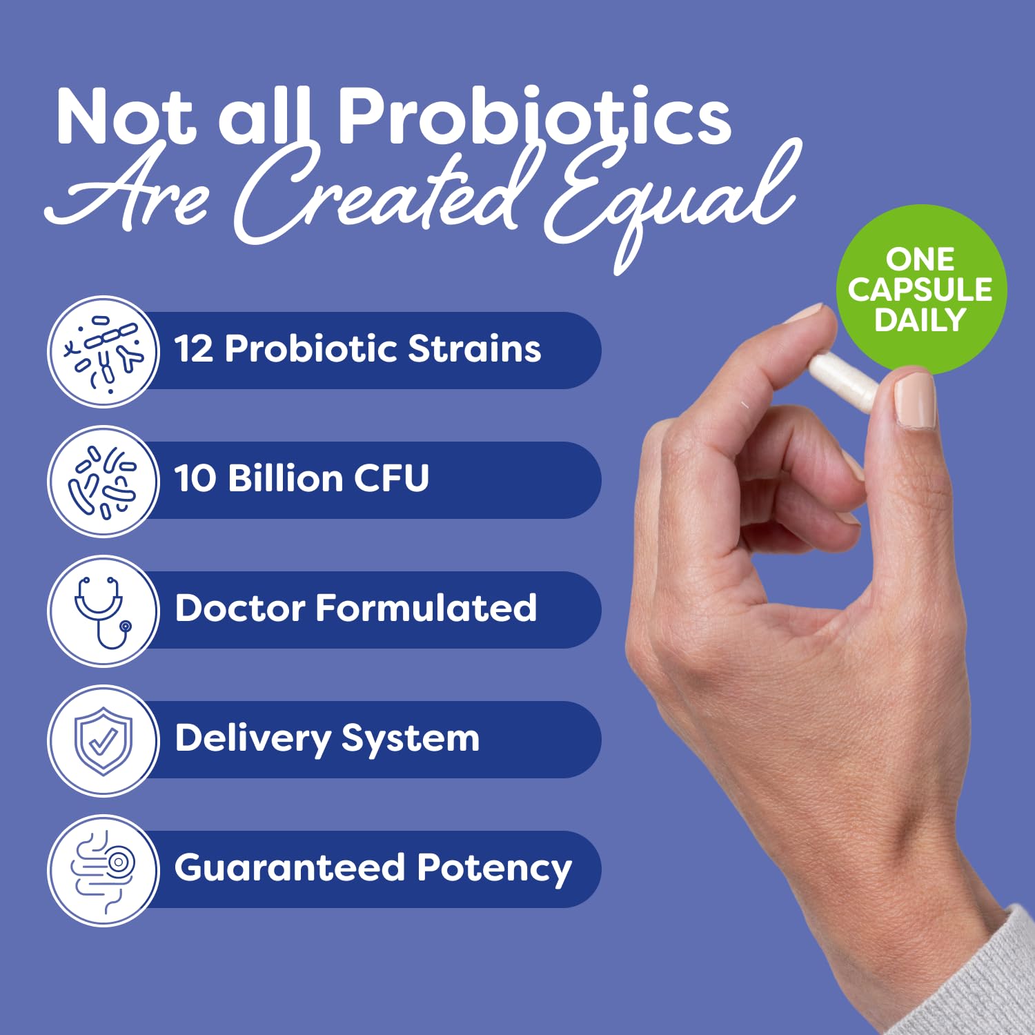 Probulin Daily Care capsules on label highlight 10 billion CFU vegan formula