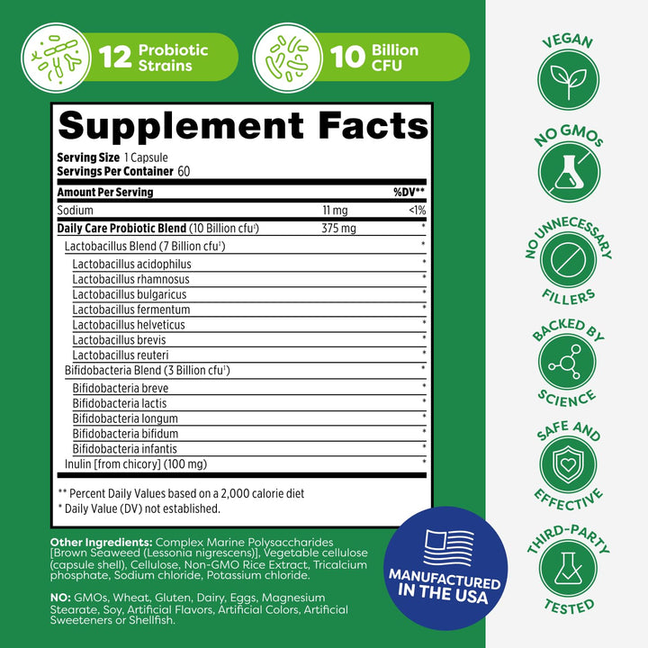 Probulin Daily Care ingredients list highlights prebiotics and postbiotics included