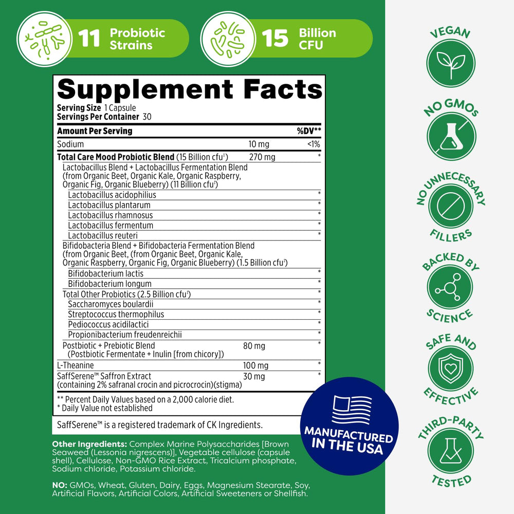 Daily-use bottle shown as part of a routine with Probulin Mood Probiotics.