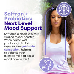 Saffron ingredient highlight in Probulin Mood Probiotics for mood balance.