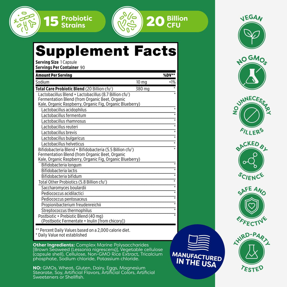 Probulin Total Care prebiotics and postbiotics support vitality.