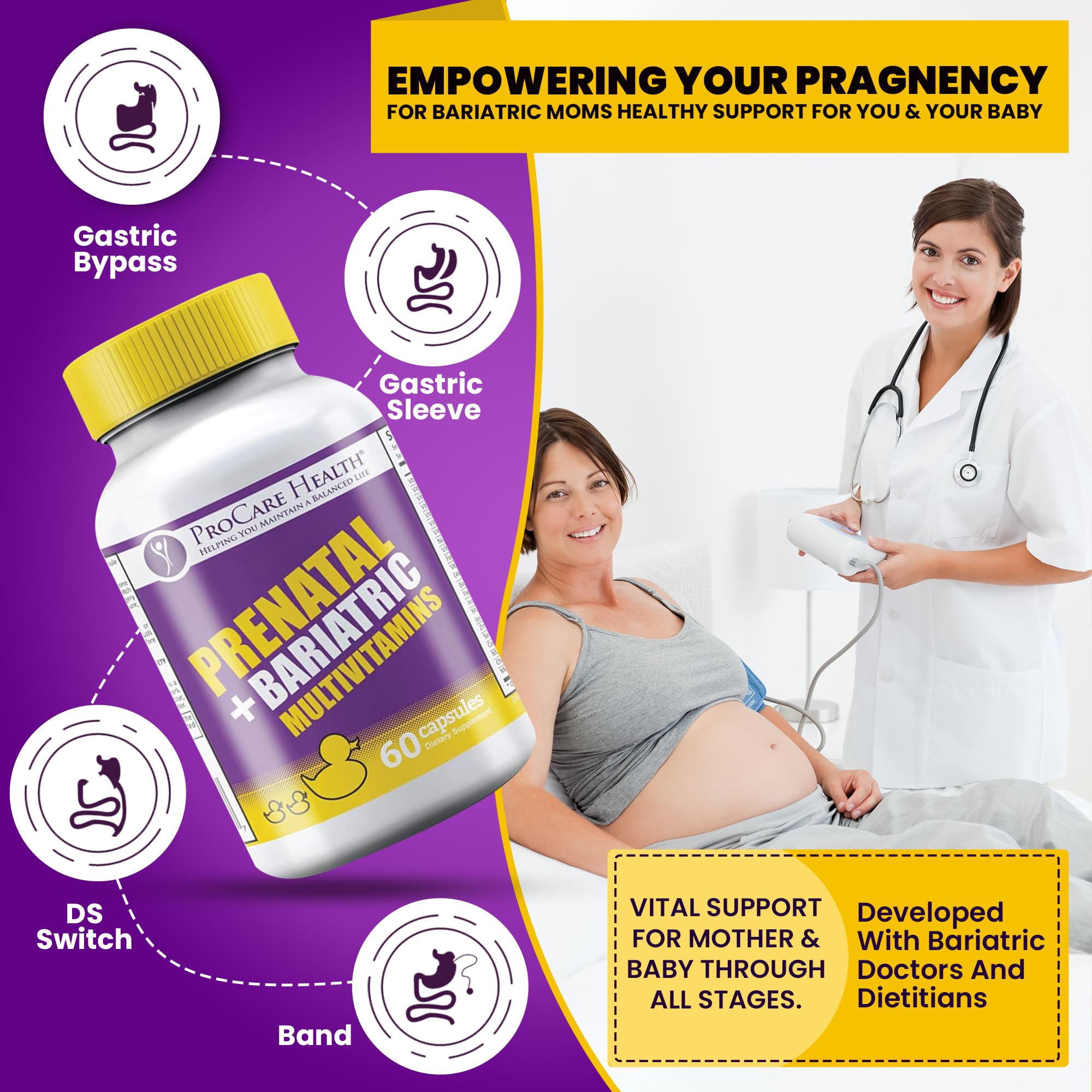 ProCare Health label closeup emphasizes 60 mg iron and 1000 mcg L-Methylfolate