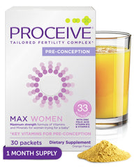 Proceive Max orange packet serve for convenient daily fertility support.