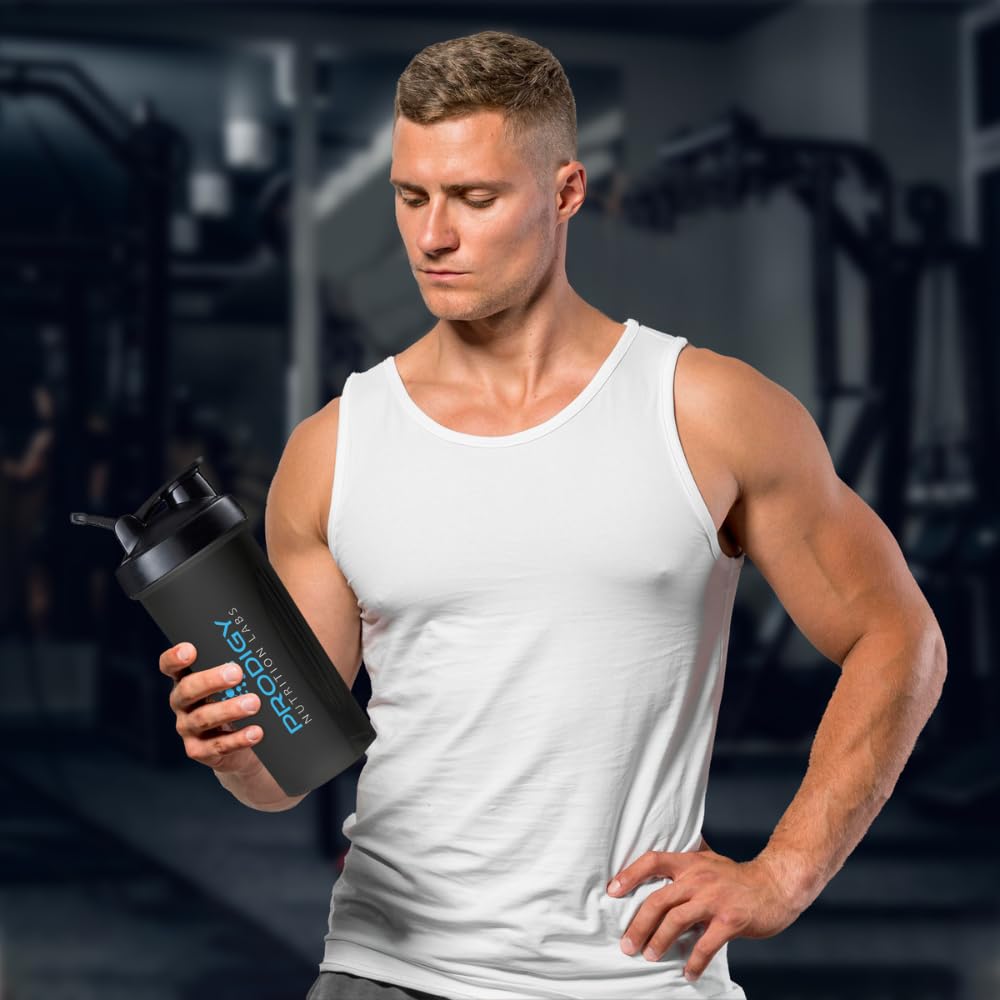 Dishwasher-safe label on Prodigy shaker highlights easy cleanup
