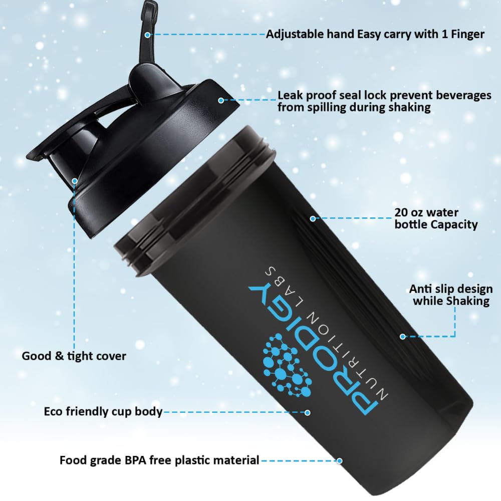Prodigy shaker interior with mixing ball for smooth, lump-free blends