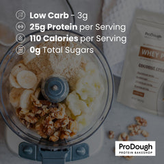ProDough enzyme blend label highlights faster digestion for shakes.