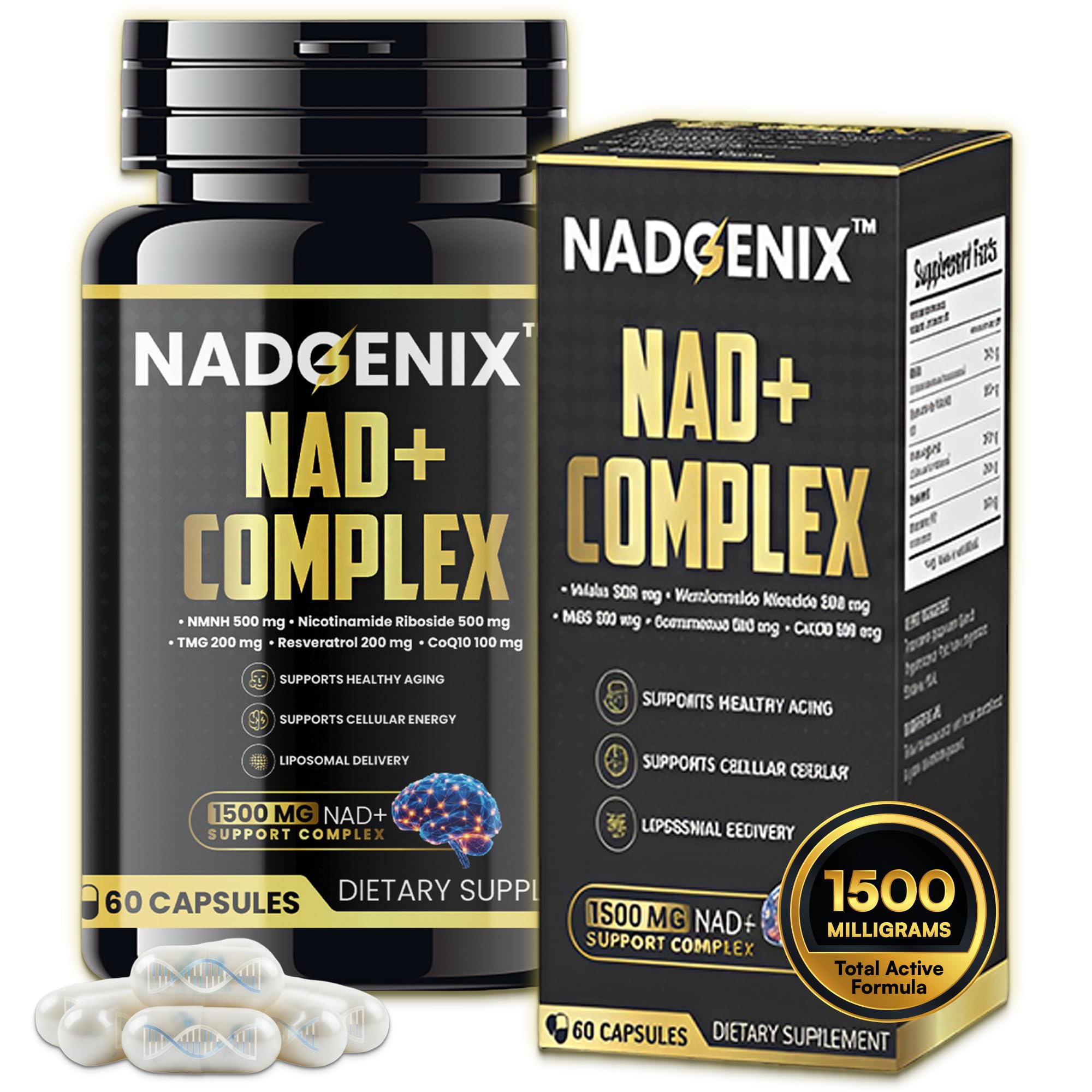 Product Maxx NADGENIX bottle with NMNH 500mg for sustained energy