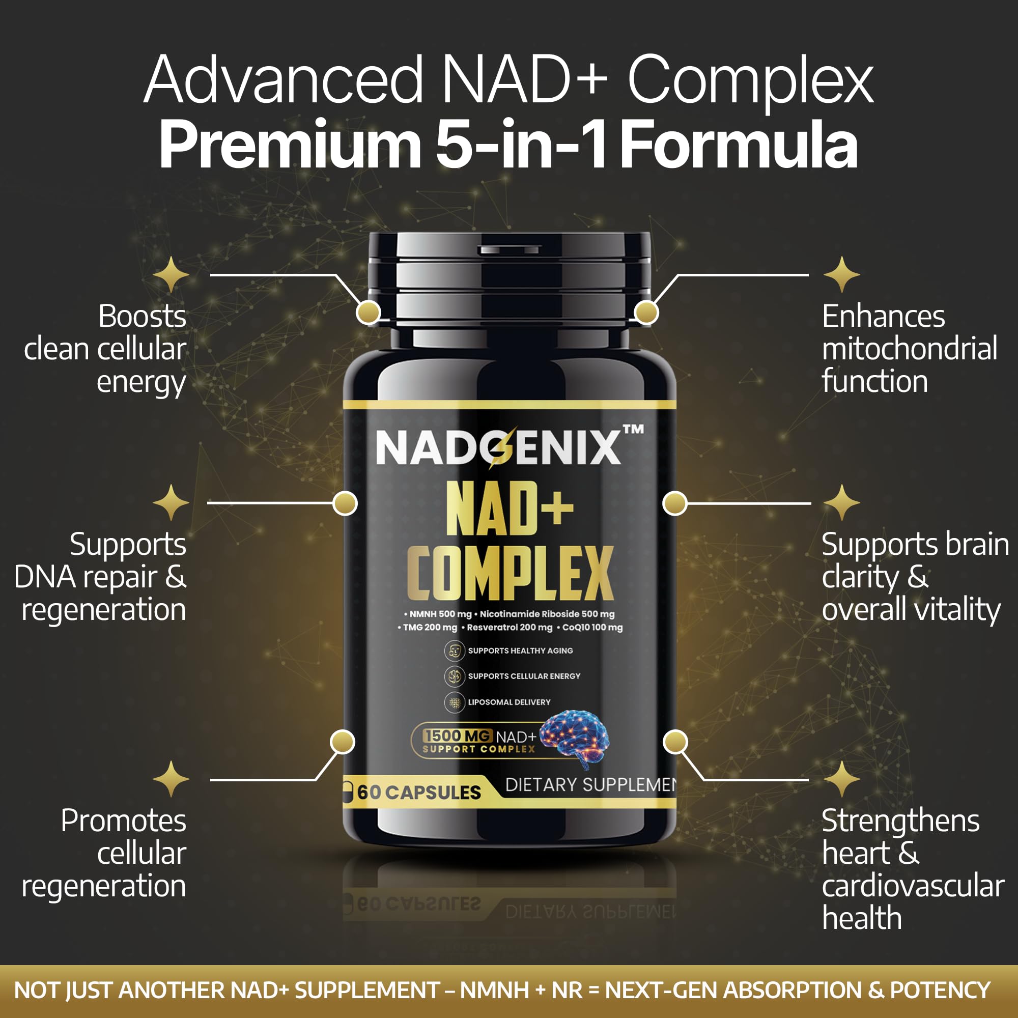 Product Maxx NADGENIX label closeup highlighting NMNH and ingredients