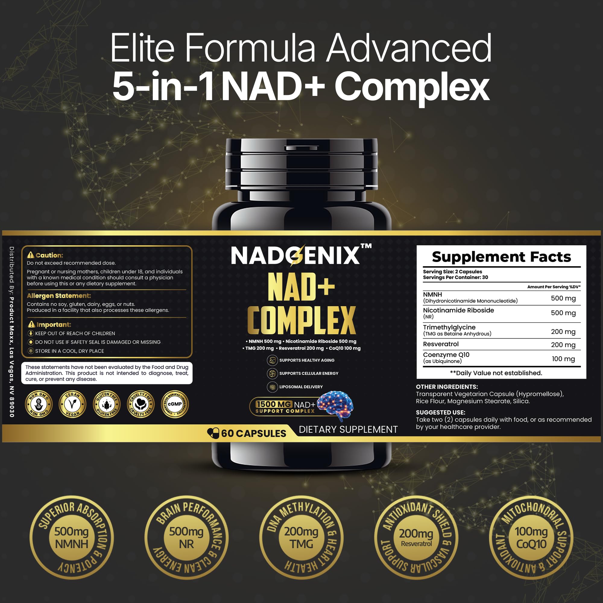 Product Maxx NADGENIX liposomal delivery vial improving absorption