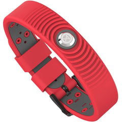 PROEXL 18 MAX bracelet front view shows bold red-gray design for all-day wear.
