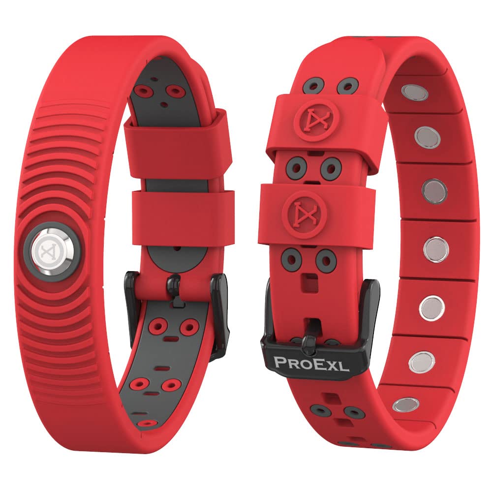 PROEXL 18 MAX bracelet close-up in red-gray color enhances sporty look.