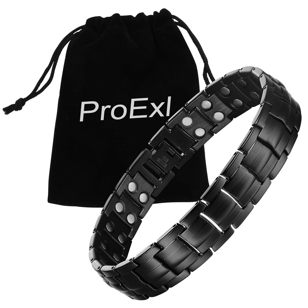 PROEXL Max magnetic bracelet matte black on the wrist offers minimalist style and durable comfort.