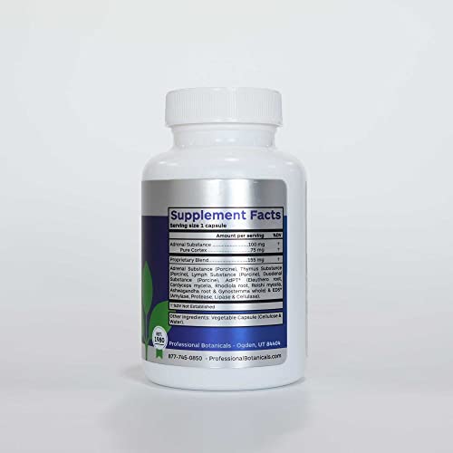 Professional Botanicals Adrenal Cortex ingredients panel shows non-GMO formulation
