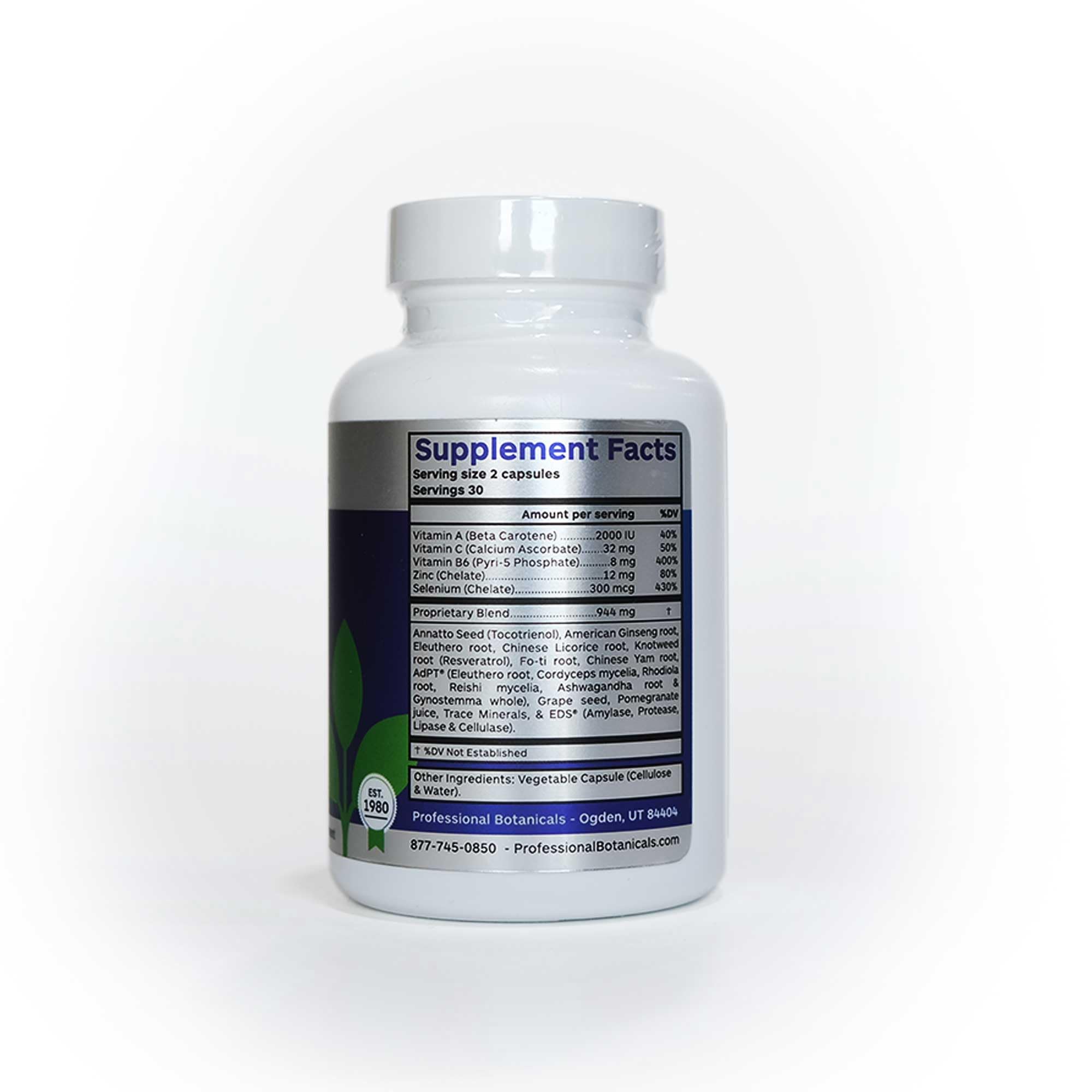 Professional Botanicals Calm Attention blue vervain leaf close-up for relaxation support.