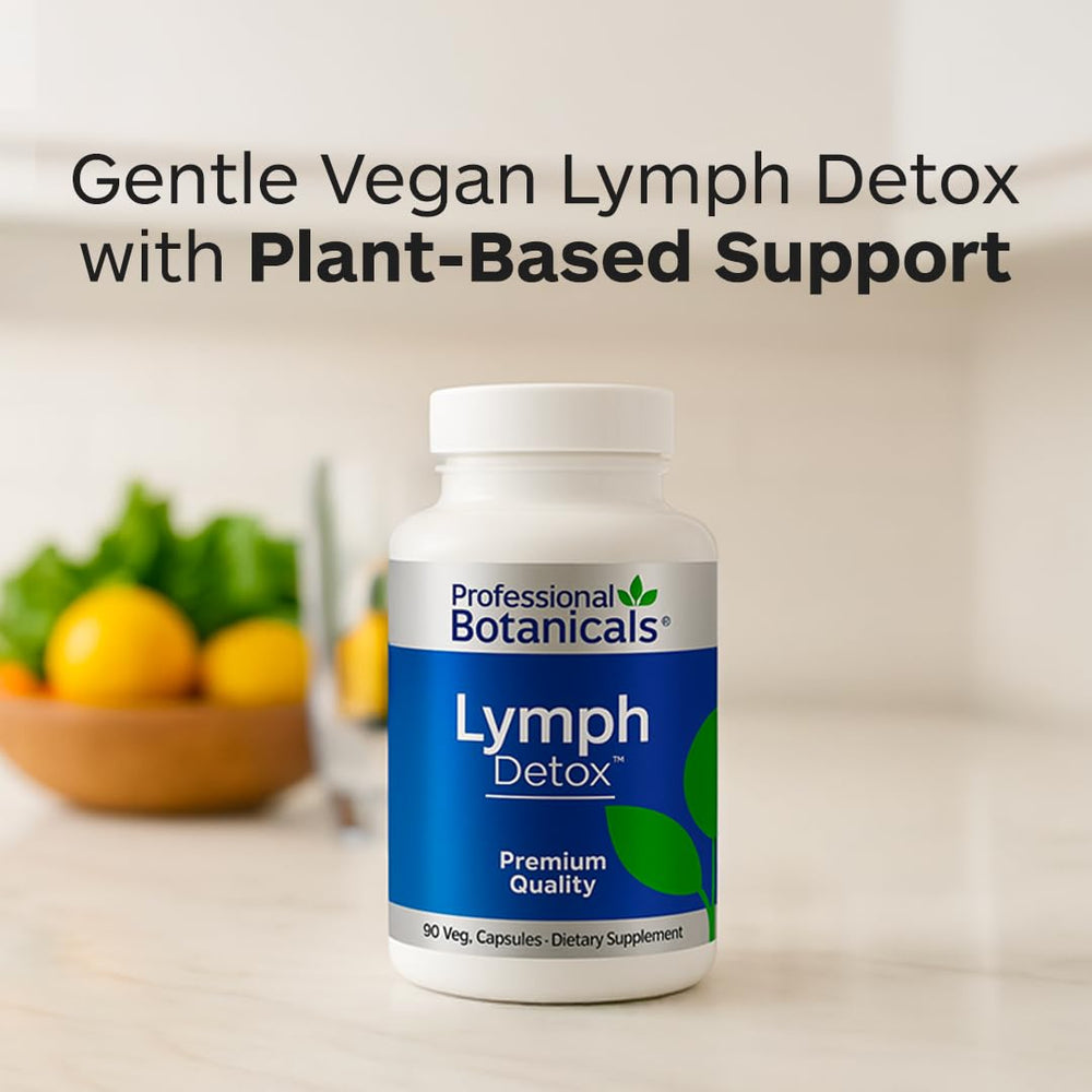 Close-up of Professional Botanicals Lymph Detox label showing herbal blend.