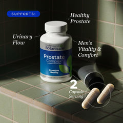 Professional Botanicals Prostate Complex bottle back shows usage directions for urinary health.