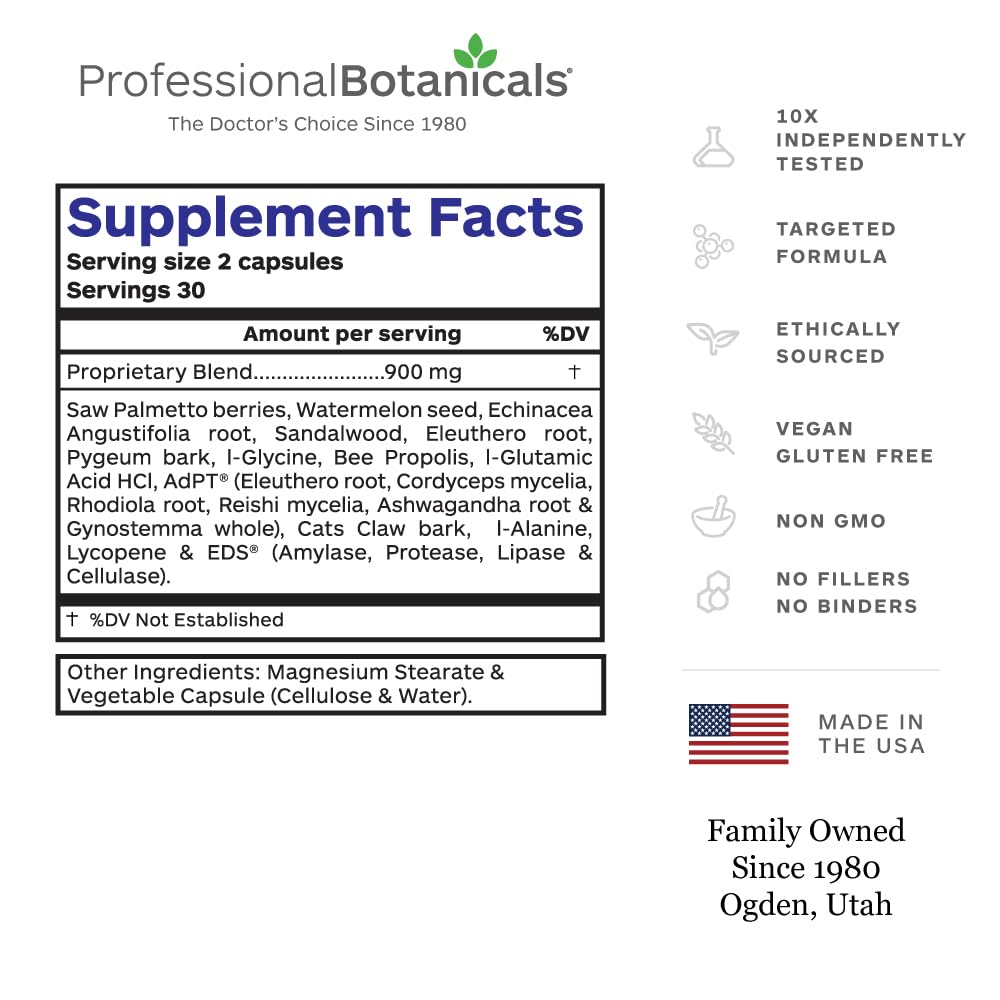 Professional Botanicals Prostate Complex bottle dispense closeup ready for daily supplementation.