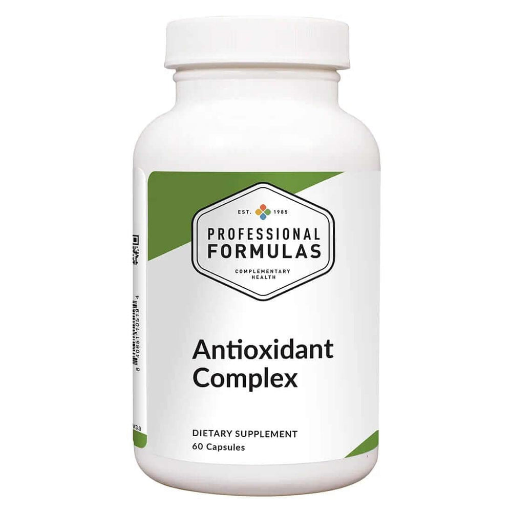 Professional Complementary Health Formulas Antioxidant Complex label close-up shows ingredients and serving size
