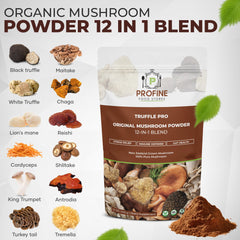 Profine mushroom powder in a tea cup enhances hot beverage with mushroom flavor.