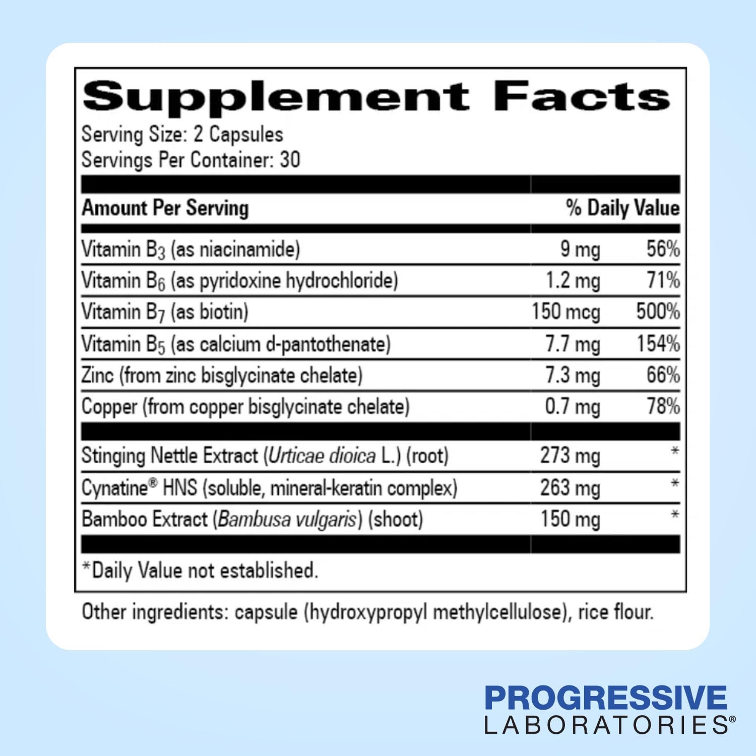 Progressive Laboratories Biotin minerals tablets for nail and hair nourishment