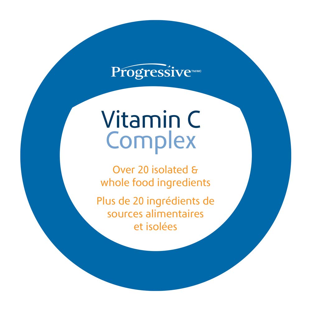 Progressive Vitamin C Complex Cp papaya extract graphic suggesting digestive support.