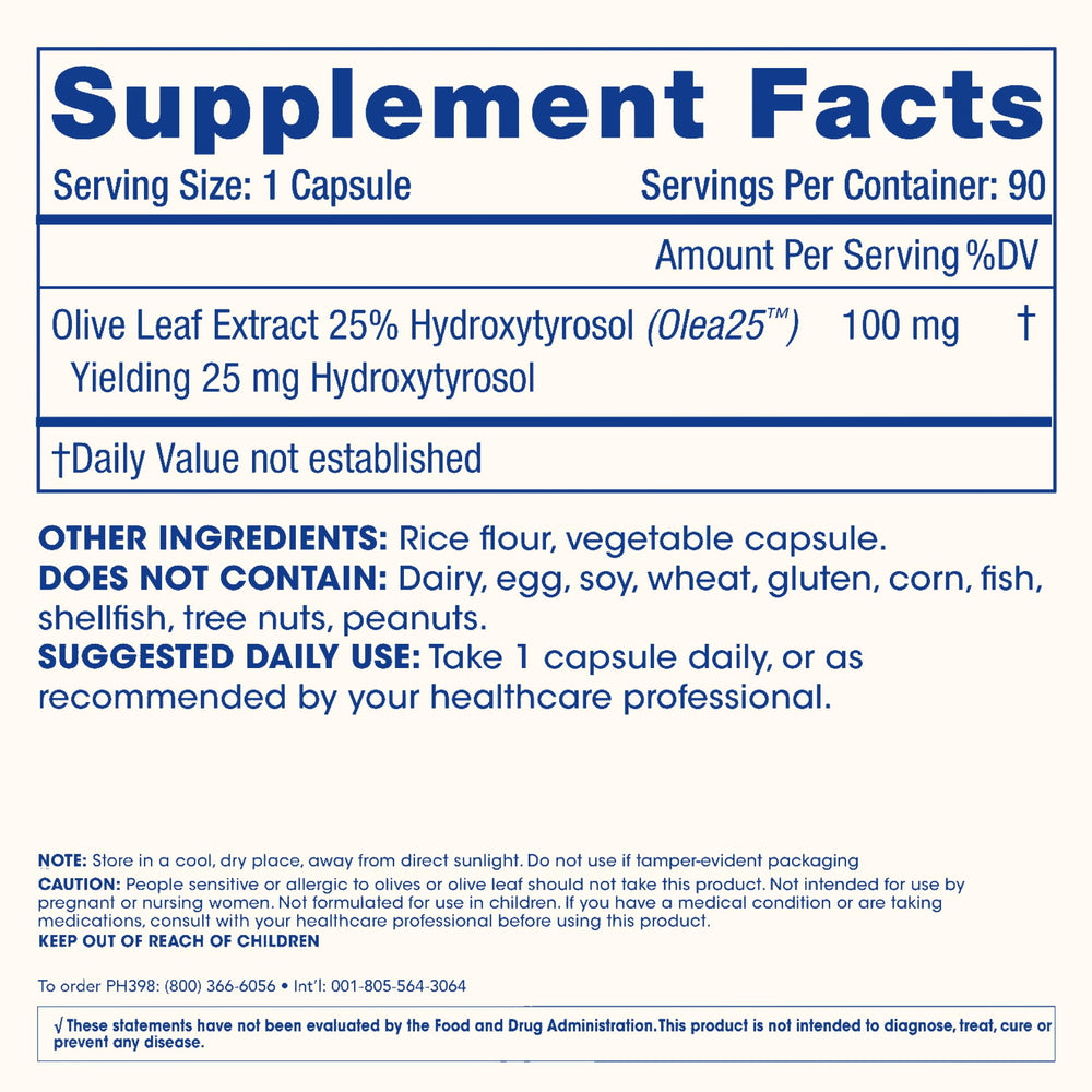 Gluten-free and soy-free icon beside ProHealth Hydroxytyrosol Extreme packaging