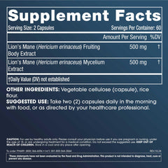 Capsules of fruiting body and mycelium blend supporting brain health and immunity.