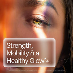 ProHealth Longevity Collagen bottle close-up highlighting hyaluronic acid and pro-collagen ingredients.