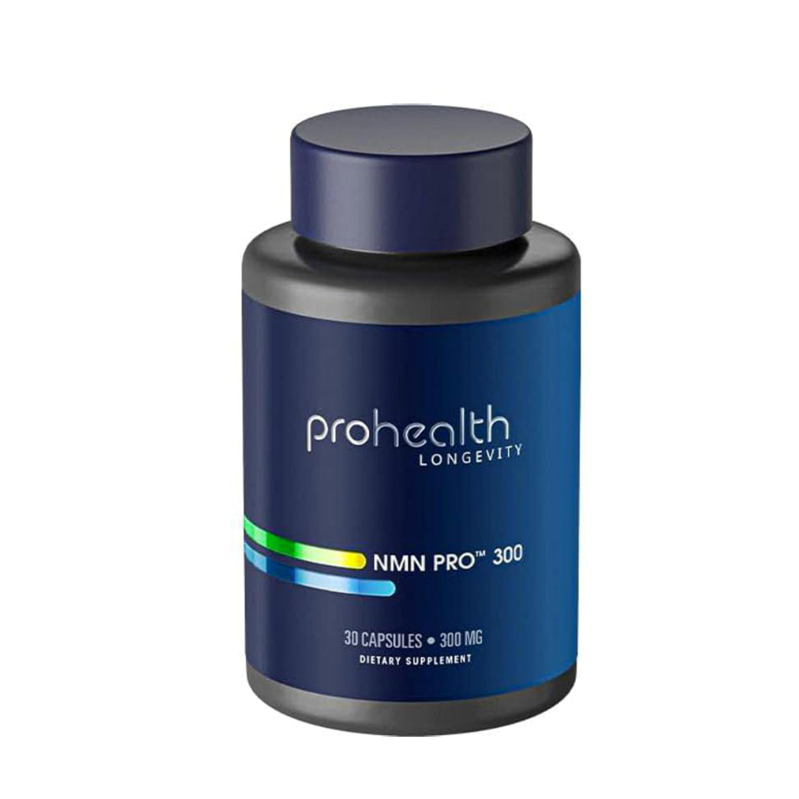 ProHealth NMN Pro 300 bottle with label showing NAD+ support benefits