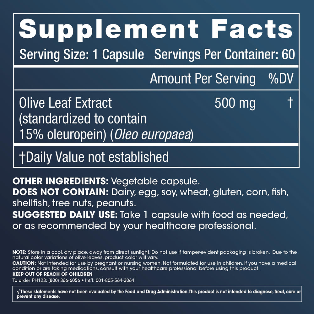 ProHealth Olive Leaf Extract capsules ready for daily use and antioxidant potential.
