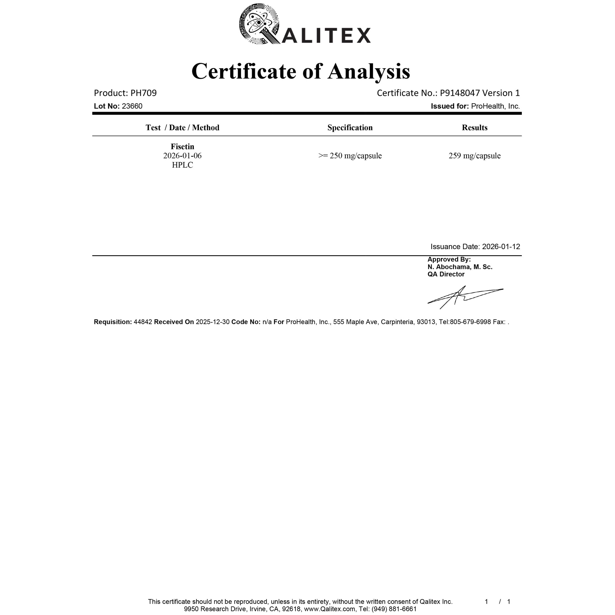 ProHealth Pure Fisetin bottle on shelf ready to ship.