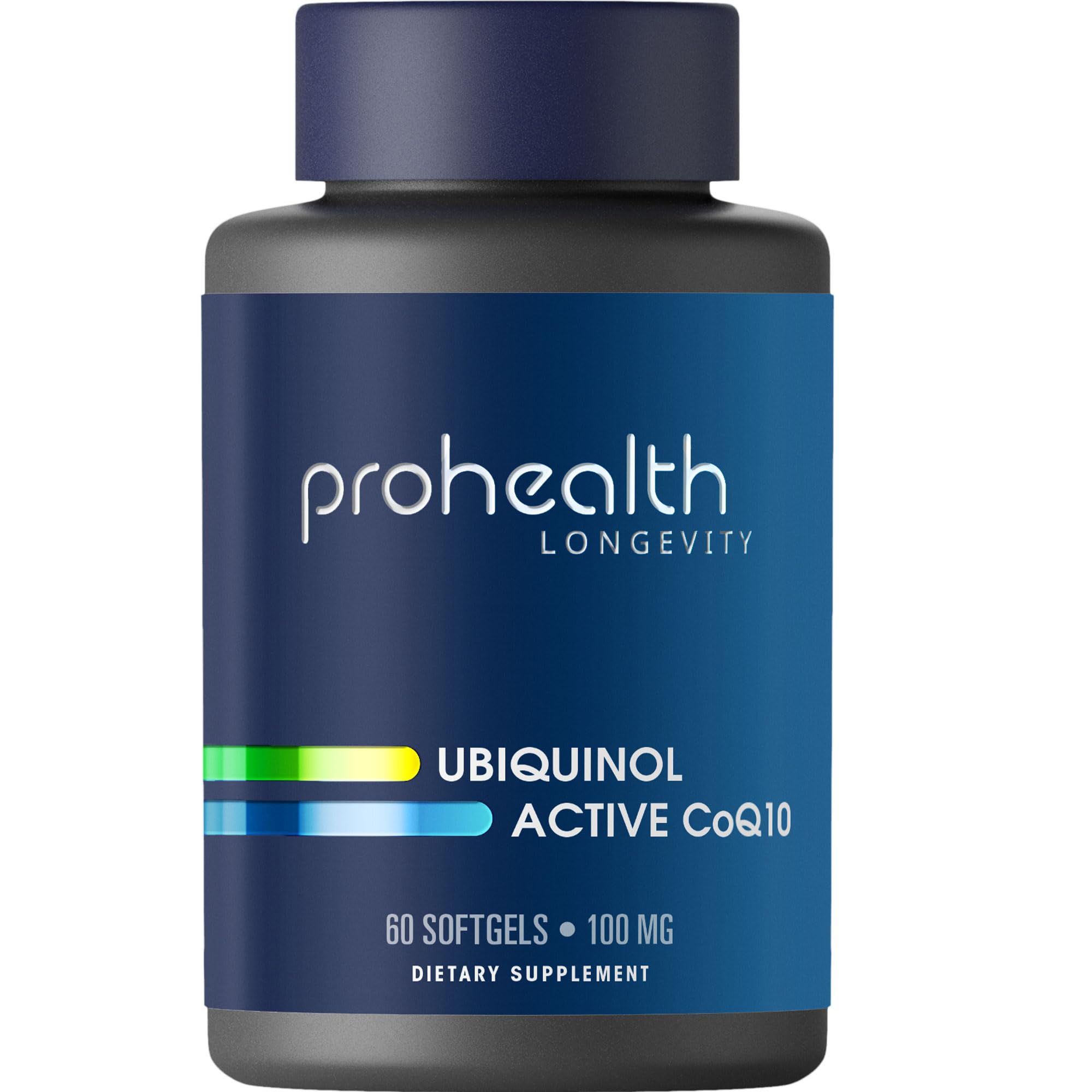 ProHealth Ubiquinol CoQ-10 bottle showing 60 softgels for daily energy